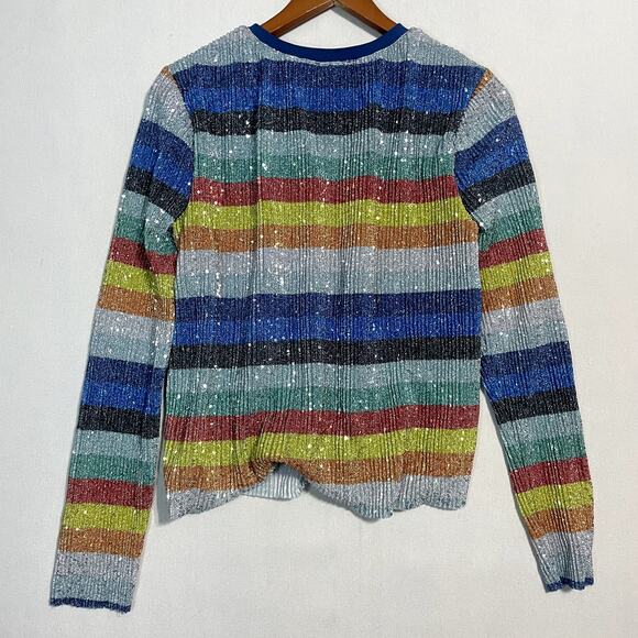Grey‎ Lab Los Angeles Sequin Rainbow Stripe Knit Sweater - Size S - Picture 3 of 7